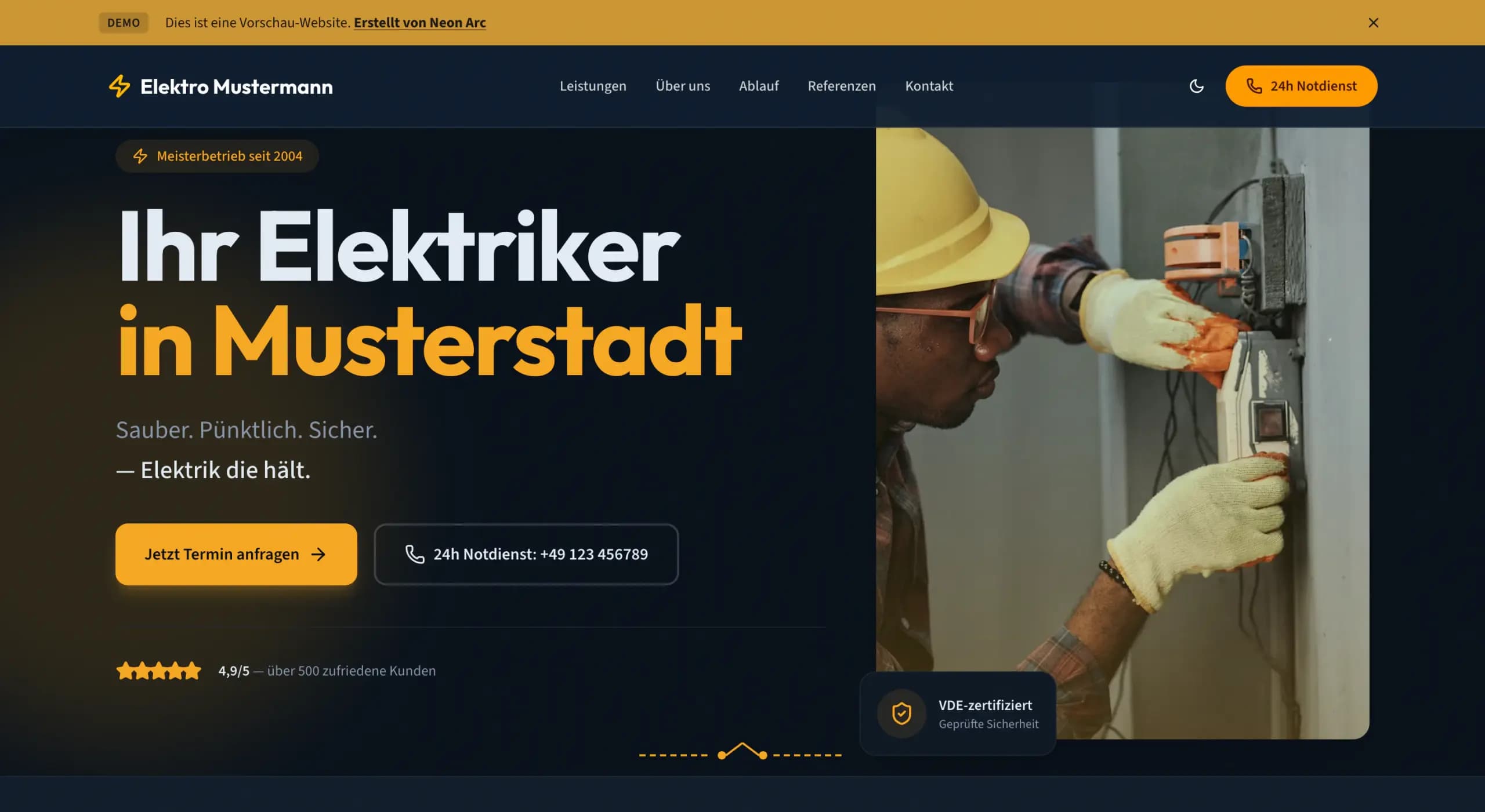 Dienstleistungen — Demo-Website von Neon Arc