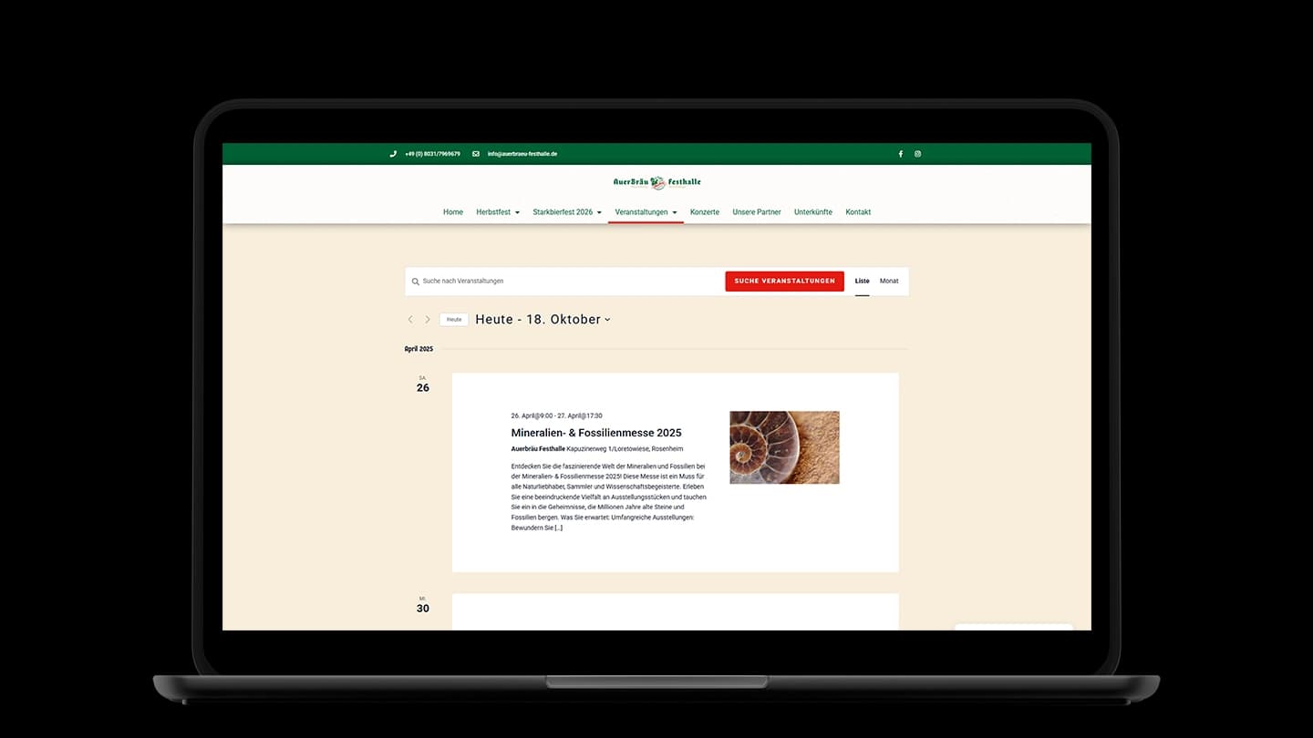 Kalender mit allen Events