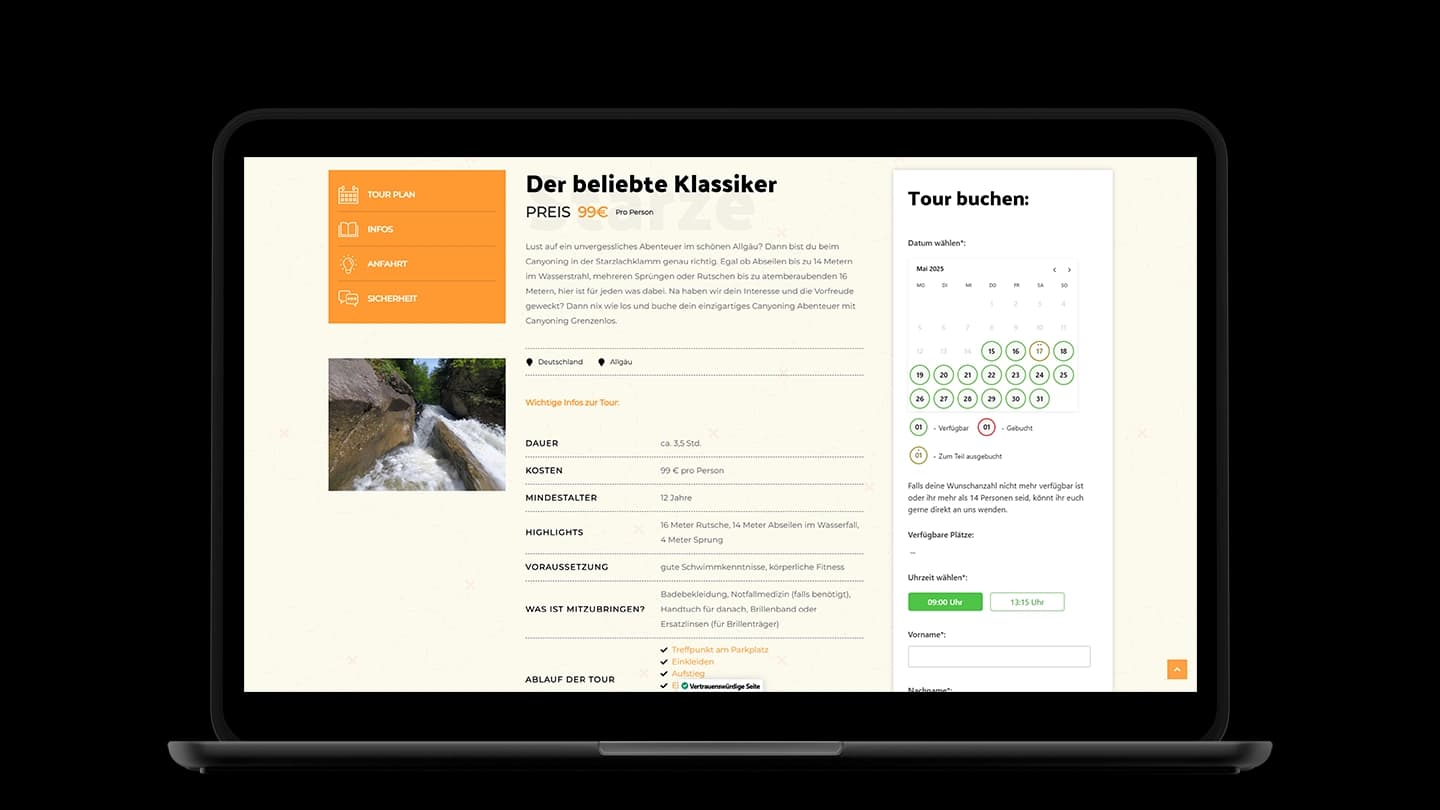 Kalender für die Buchung