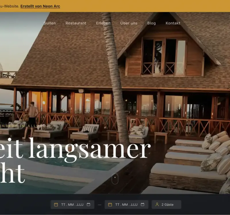 Hotel und Gastro Demo Website von Neon Arc mit Local SEO