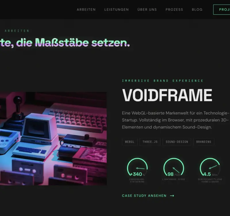 Neon Arc Demo Websites mit Next.js vs. WordPress